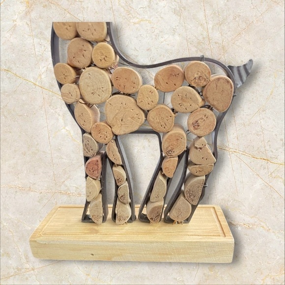 Pink Zebra Cork Wood Metal Deers 8.25"x5.75x2" Primitive Rustic set of 2 - Picture 10 of 10